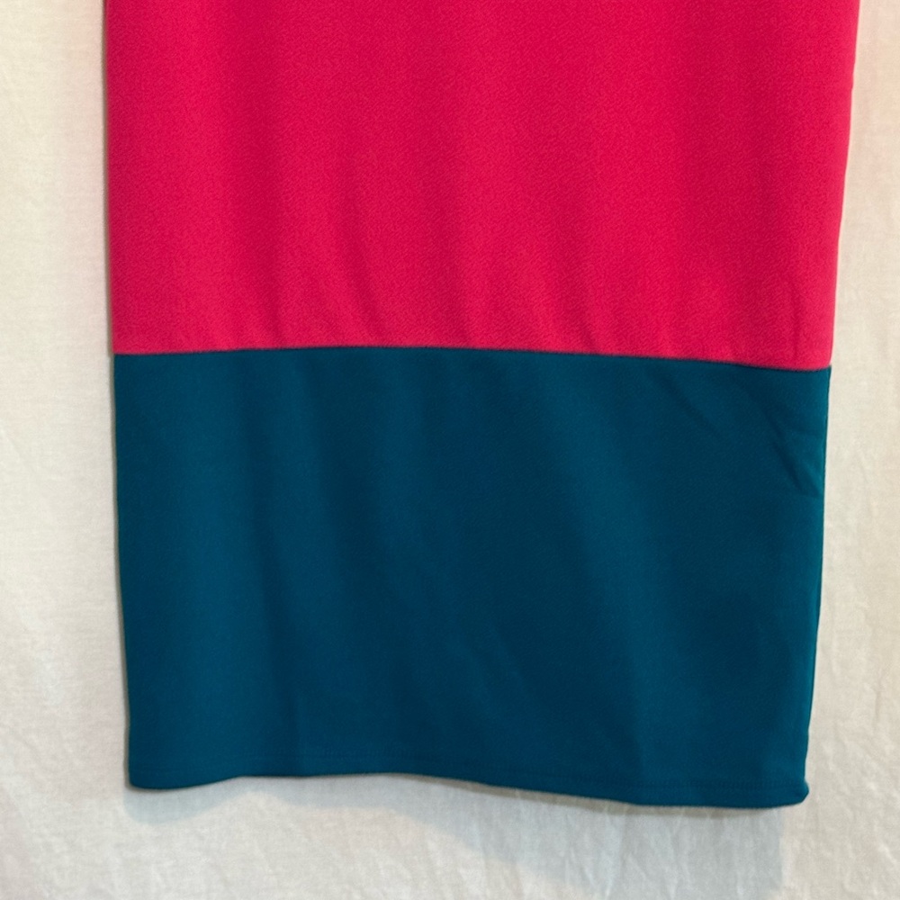 A-155 LuLaRoe Pink & Teal Blue MIDI Skirt Size M - Picture 2 of 9
